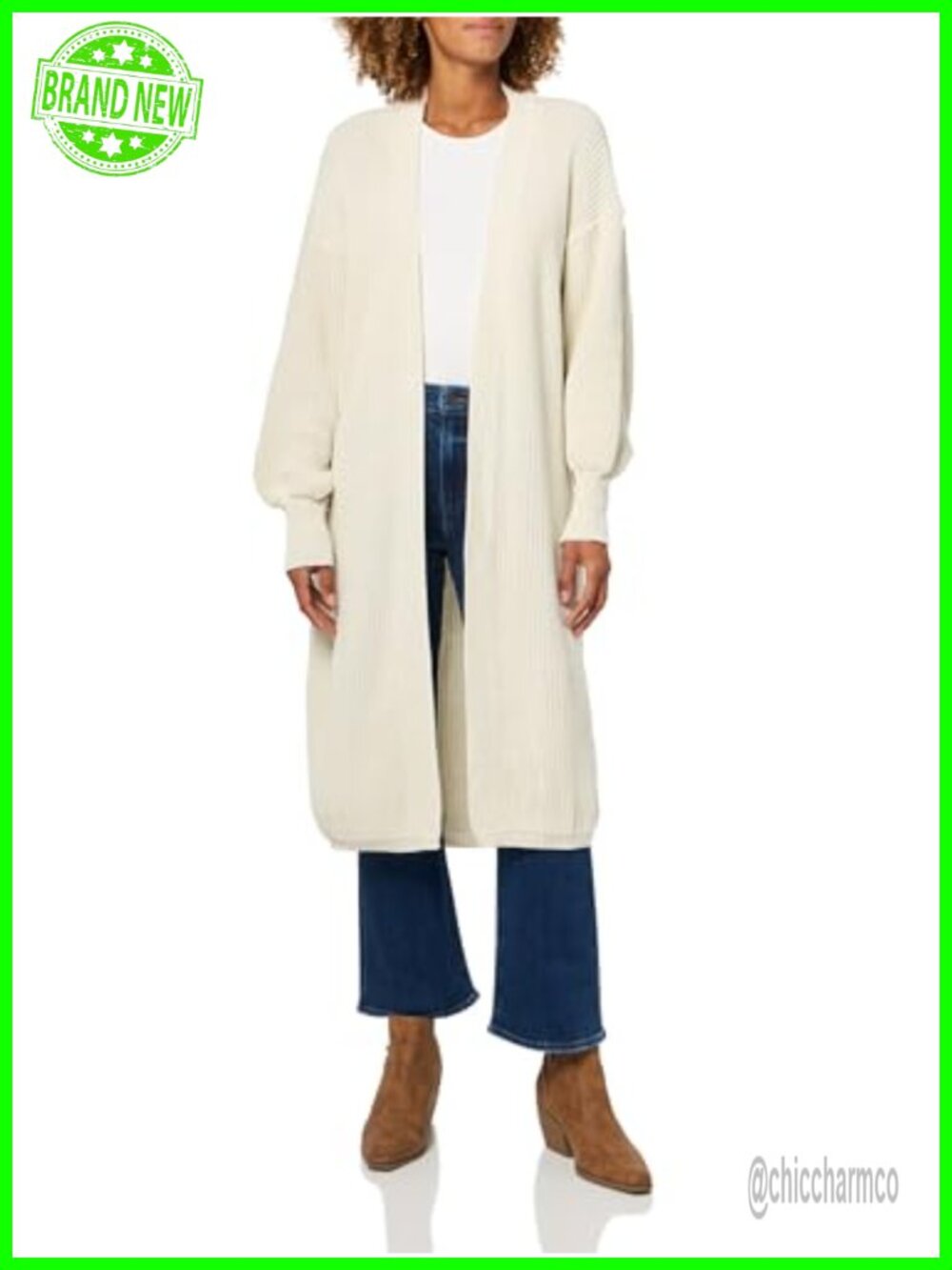 Oversized Balloon Sleeve Cardigan Loose Fit Long Sleeve Acrylic